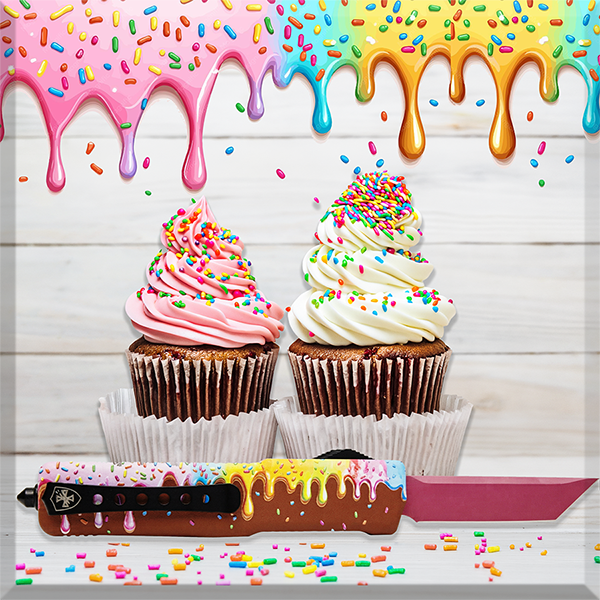 Templar Knife Concept Edition - Premium Small Weighted Chocolate and Icing Theme with a D2 Tanto Magenta Blade