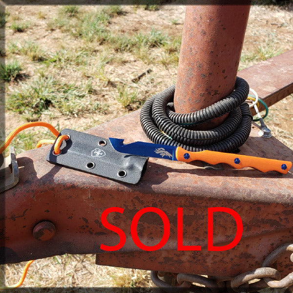 Templar Knife Concept Edition - Neon Survival Knife PSB27 D2 with Orange & Blk Paracord & Blk Kydex Sheath