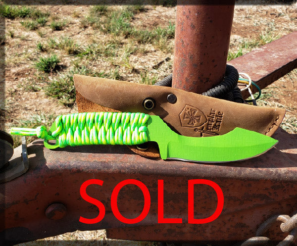 Templar Knife Concept Edition - Neon Survival Knife PSB27 D2 with Orange & Blk Paracord & Blk Kydex Sheath