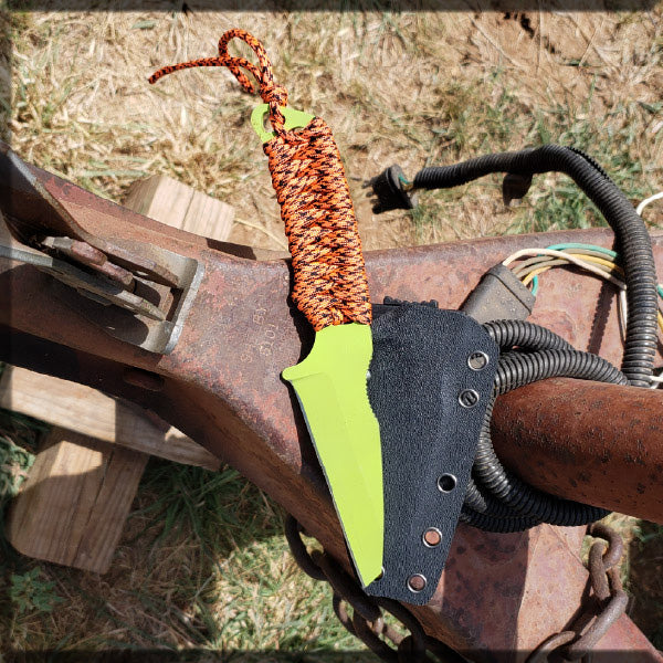 Templar Knife Concept Edition - Neon Survival Knife PSB27 D2 with Orange & Blk Paracord & Blk Kydex Sheath