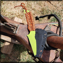 Load image into Gallery viewer, Templar Knife Concept Edition - Neon Survival Knife PSB27 D2 with Orange &amp; Blk Paracord &amp; Blk Kydex Sheath