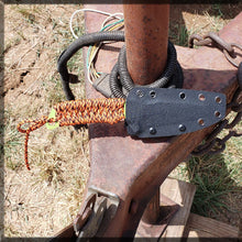 Load image into Gallery viewer, Templar Knife Concept Edition - Neon Survival Knife PSB27 D2 with Orange &amp; Blk Paracord &amp; Blk Kydex Sheath