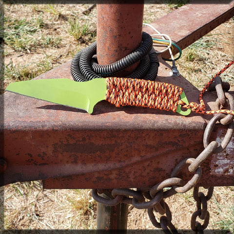 Templar Knife Concept Edition - Neon Survival Knife PSB27 D2 with Orange & Blk Paracord & Blk Kydex Sheath