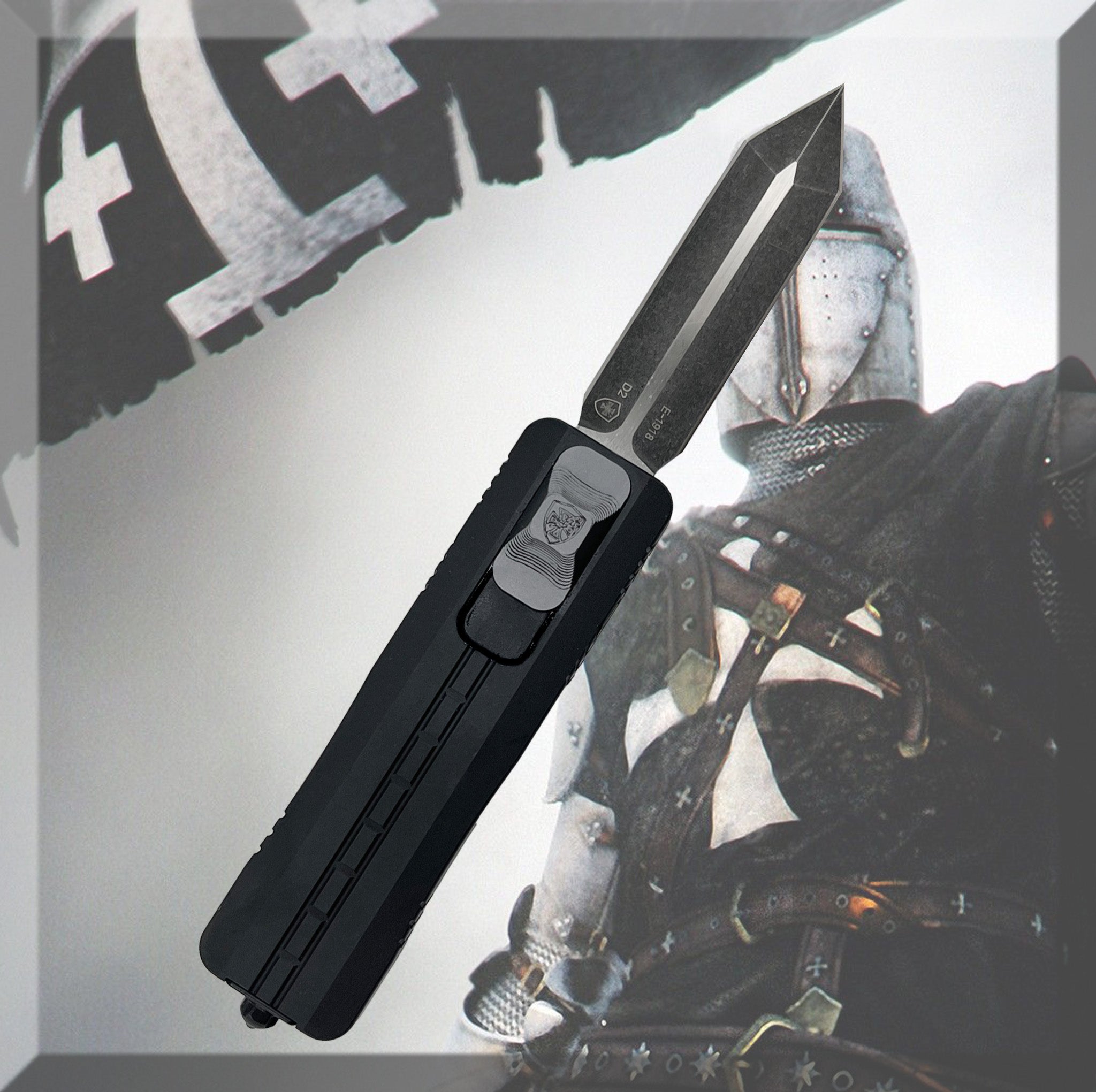 Anodized Black- with Anodized Gun Metal Gray Button Sentinel - Side Slider OTF