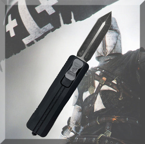 Anodized Black- with Anodized Gun Metal Gray Button Sentinel - Side Slider OTF