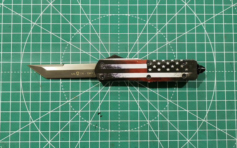 Z (RT) Large Gen I US Flag with USD2 Tanto Polished Acid Washed Blade